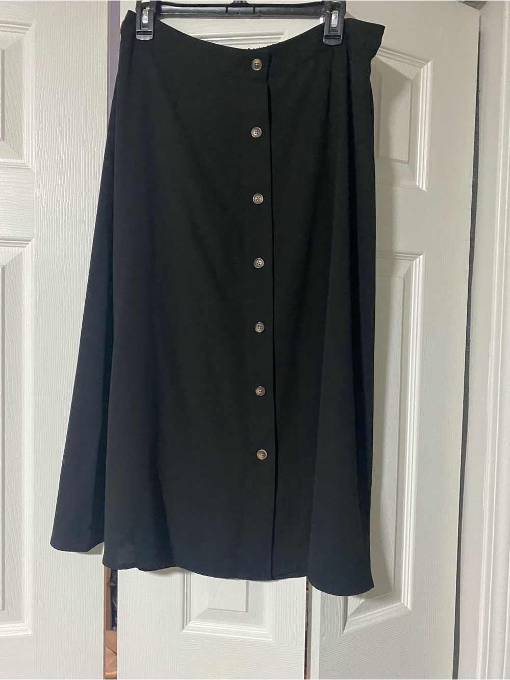 LC Lauren Conrad Black A-Line Button-Front Midi Skirt